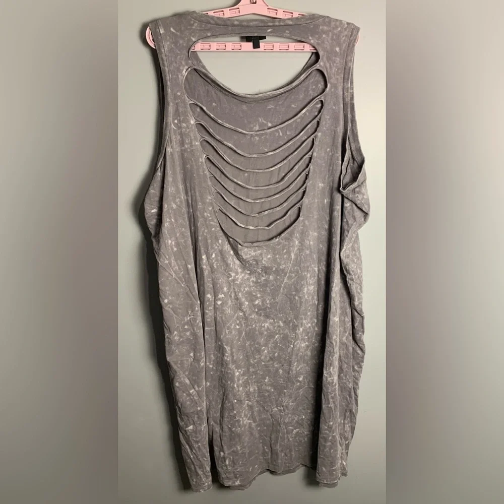 Torrid LoveSick Slashed Back Dress - Cotton Summer Skull Grey Wash - Picture 7 of 12